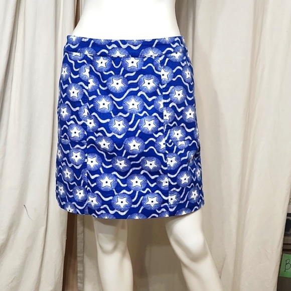 Boden Blue & White Nautical Star Print 6P Cotton & Elastane Skirt - Picture 2 of 10